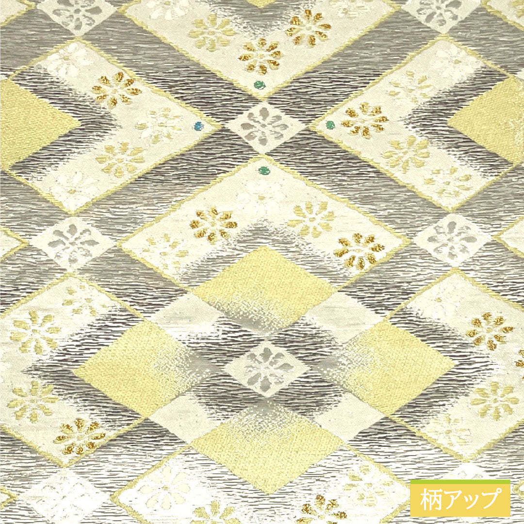 袋帯 正絹 Aランク 夢小路 西陣織 みらくるコート加工   帯丈432cm 六通 フォーマル 銀系 1123016903322