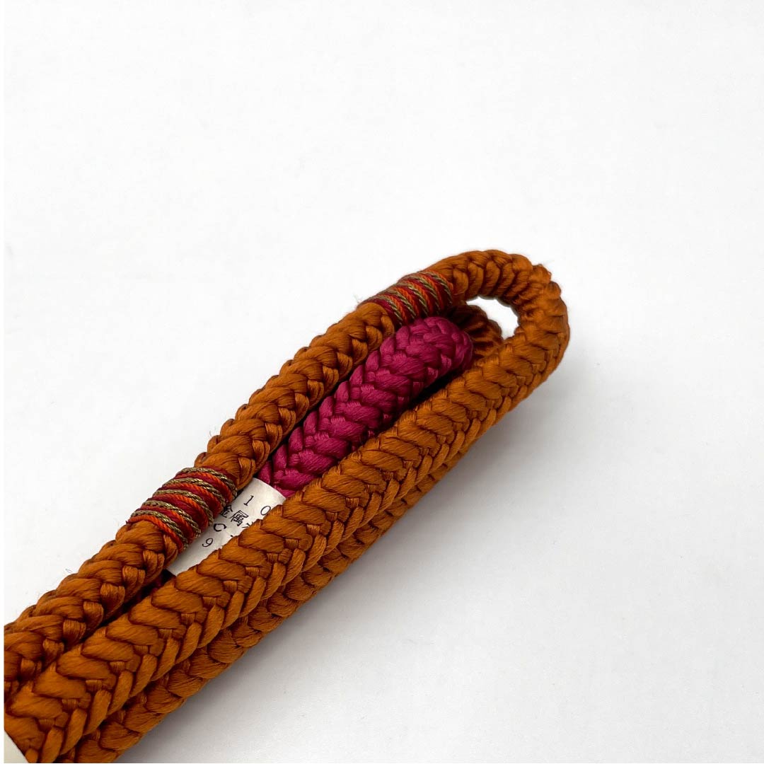 (Like new) Silk Obi-jime (sash band) in ochre, new condition, round braid, approximately 169.5cm long and 1cm wide, casual, brown, product number 1135004321314