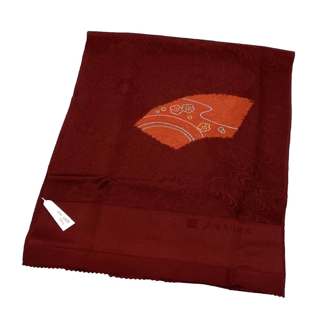 （新古品） 帯締め・帯揚げセット 正絹 NEWランク 紅海老茶色（べにえびちゃいろ） 渡敬謹製 古典柄 扇 長さ約164cm 幅約1.5cm カジュアル 茶系 1141000601314