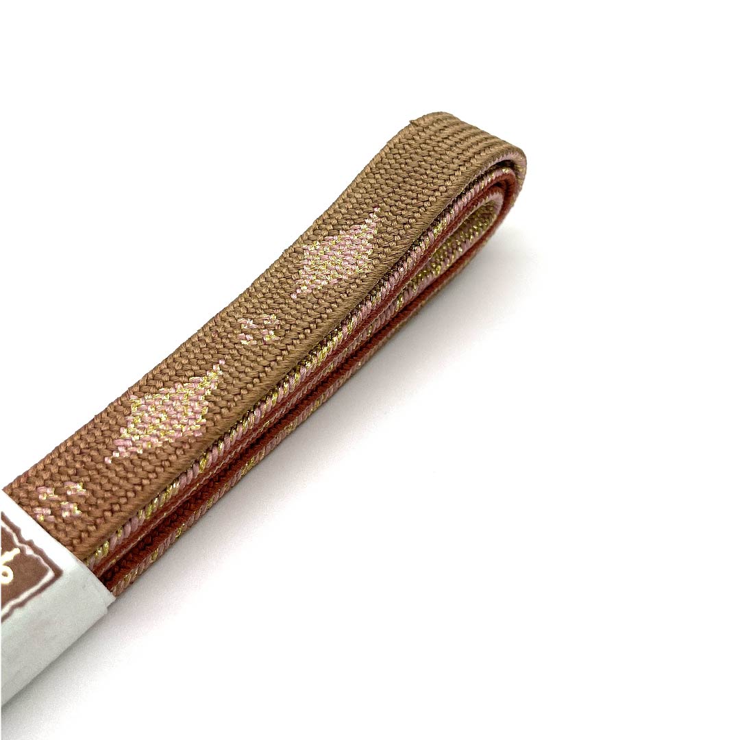 （新古品） 帯締め 正絹 四分紐 弁柄色（べんがらいろ） 金属糸使用 手組紐 ダイヤ 長さ約159cm 幅約1.5cm セミフォーマル Sランク 茶系 1135002242314