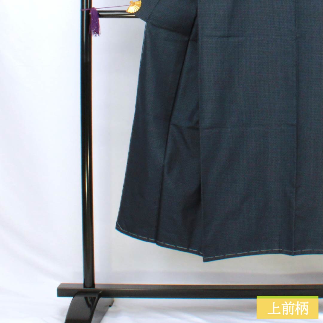 Men's silk S-rank kimono, length 143.5cm, sleeve length 70cm, Oshima Tsumugi silk, geometric pattern, basting thread included, lined, navy blue, product number 1119000932418