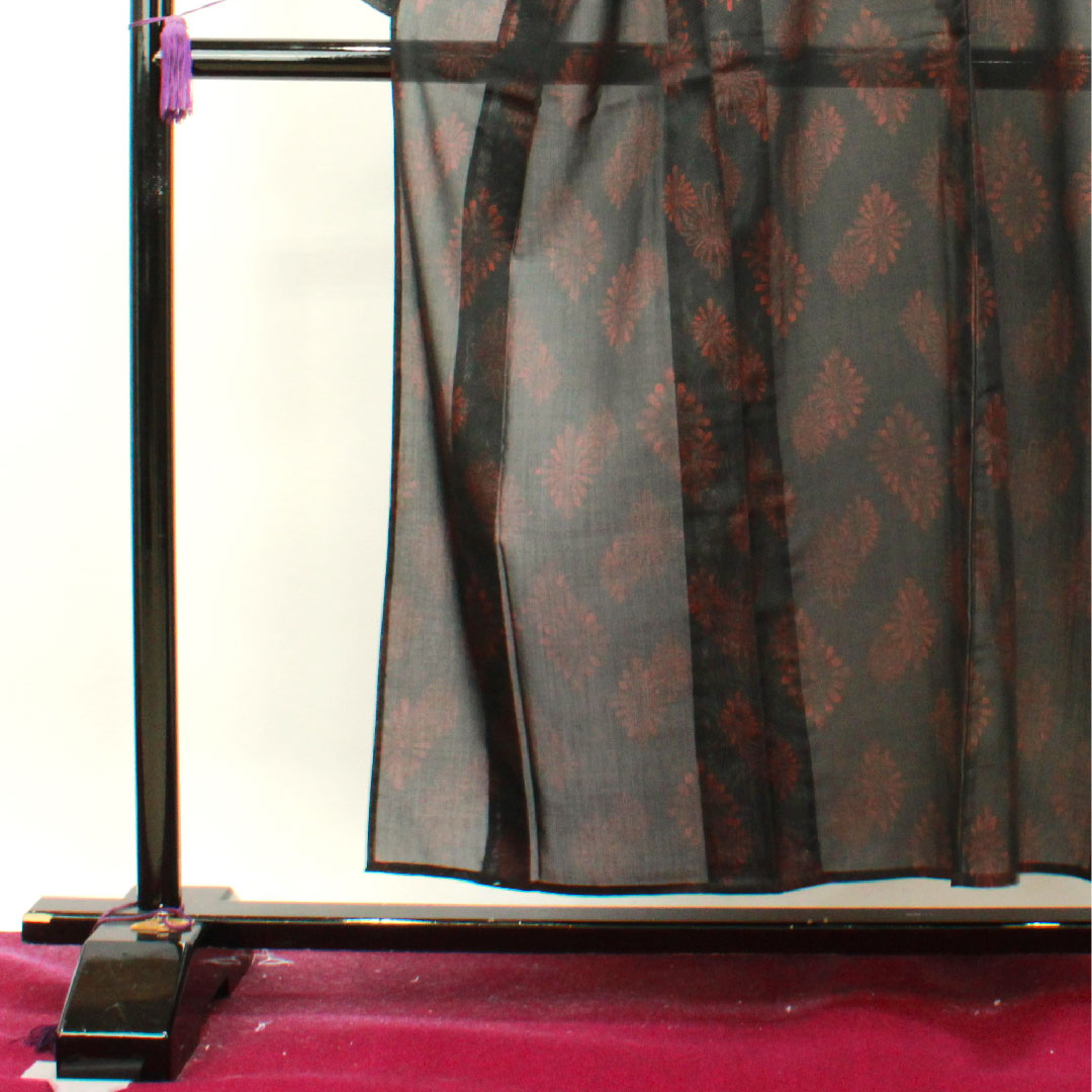 Summer kimono, polyester, pongee, length 154.5cm, sleeve length 64.5cm, Kikubishi, washable kimono, with basting thread, gauze, S rank, black, 1132000922210