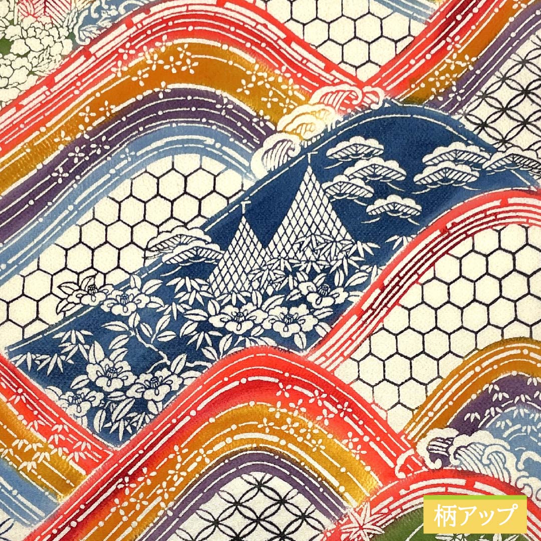 Nagoya Obi, Deep Autumn Color (Koimomijiiro), Kyoto Bingata Chirimen Fabric with Shippo Cloisonne, 370cm Long, Pure Silk, S-Rank, Full Length, Casual, Gradient Design, Item Number: 1124007322399, Nagoya Style