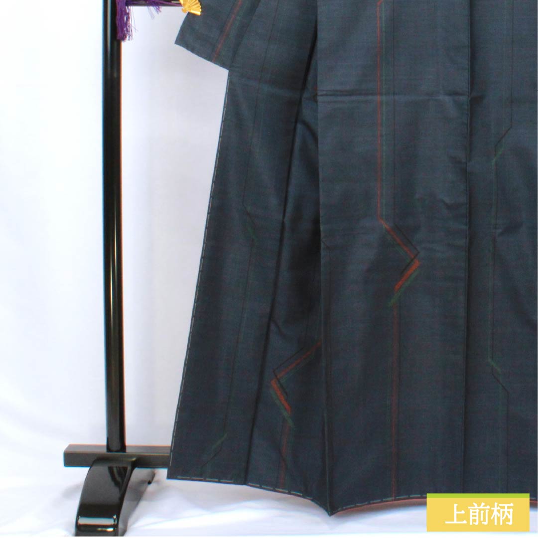 紬 正絹 Bランク 身丈163.5cm 裄丈64cm 紺鉄色（こんてついろ） 大島紬 一元絣 7マルキ 袷 紺系 1116003984418