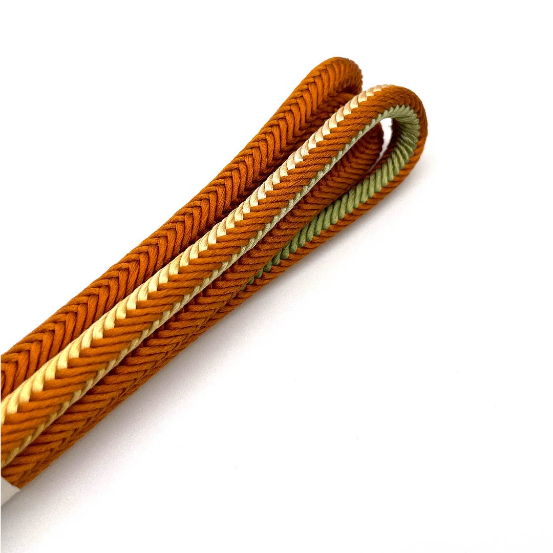 (New old stock) Obi-jime (belt fastener) made of pure silk, quarter-length cord, carrot color, Goshima cord, Edo-kumihimo, round-grip, length approx. 162cm, width approx. 1.2cm, casual, S rank, orange, 1135001972926