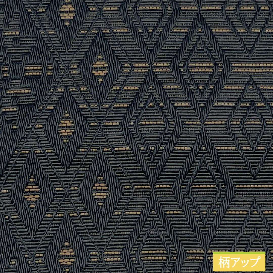 (New) Han-haba Obi (Half-width Obi) Polyester NEW Rank Black Deep Saffron Reversible Diamond Floral Pattern Obi Length 400cm Black Series 1125002641410
