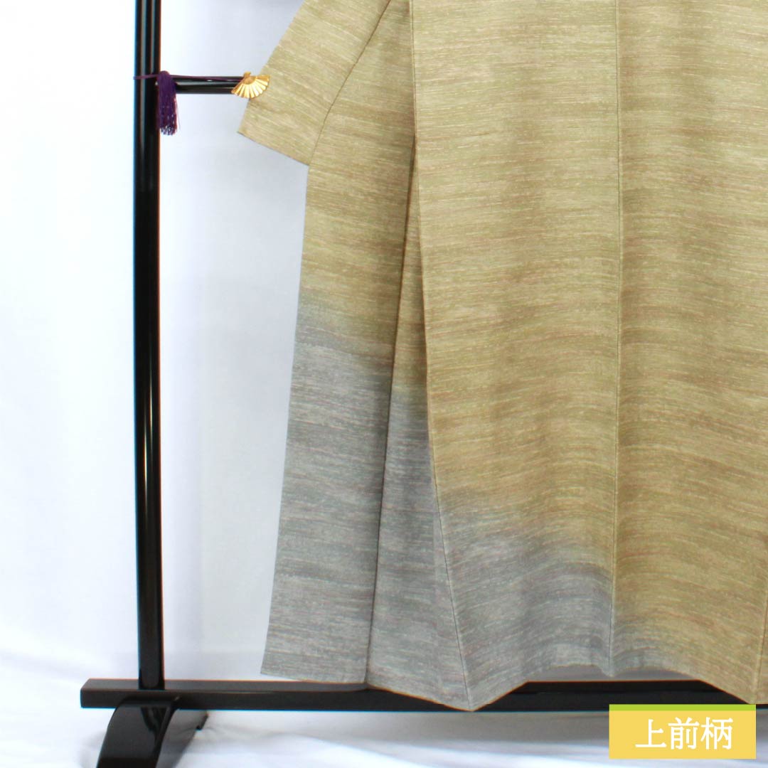 訪問着 正絹 Aランク 袷 身丈153.5cm 裄丈63cm 利休色（りきゅういろ） ぼかし染 緑系 1112006123219