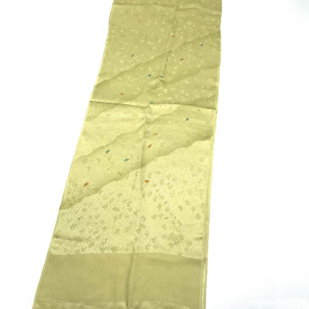 Obiage silk S rank semi-formal pale yellow (donkoshoku) cherry blossoms petals length approx. 177cm width approx. 29cm yellow 1136002652923