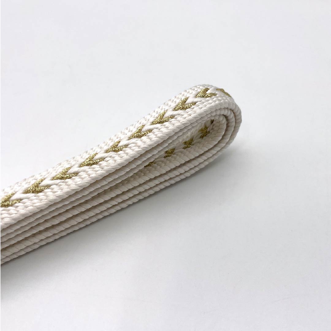(Brand New) Pure Silk Obijime (Sash Band) - Shironeri (White Neroli) by Hirata Kumihimo - Formal Wear, Formal Kimono (Tomesode) - Classic Pattern - Length: Approx. 163.5cm, Width: Approx. 1.5cm - White - Product Number: 1135004991311