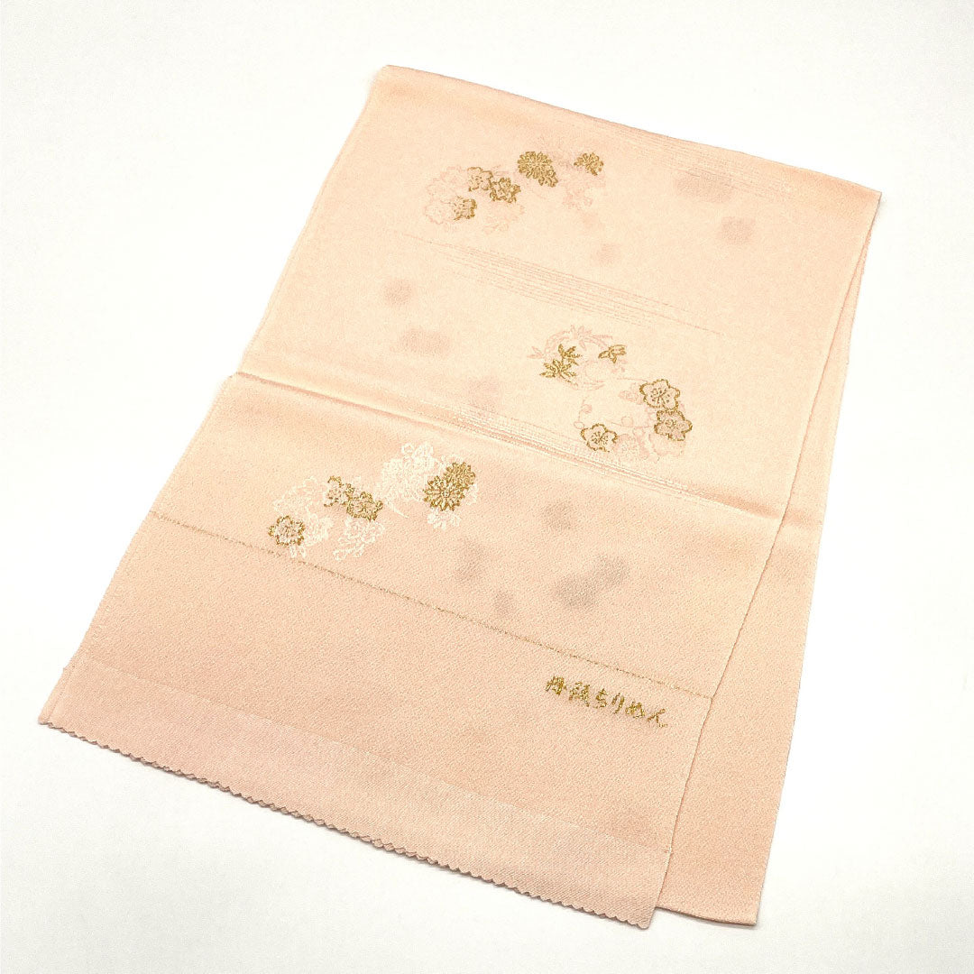（新古品）帯揚げ 正絹 NEWランク セミフォーマル 乙女色（おとめいろ） 丹後ちりめん 花柄 刺繍 長さ約176cm 幅約29cm ピンク系 1136001301913