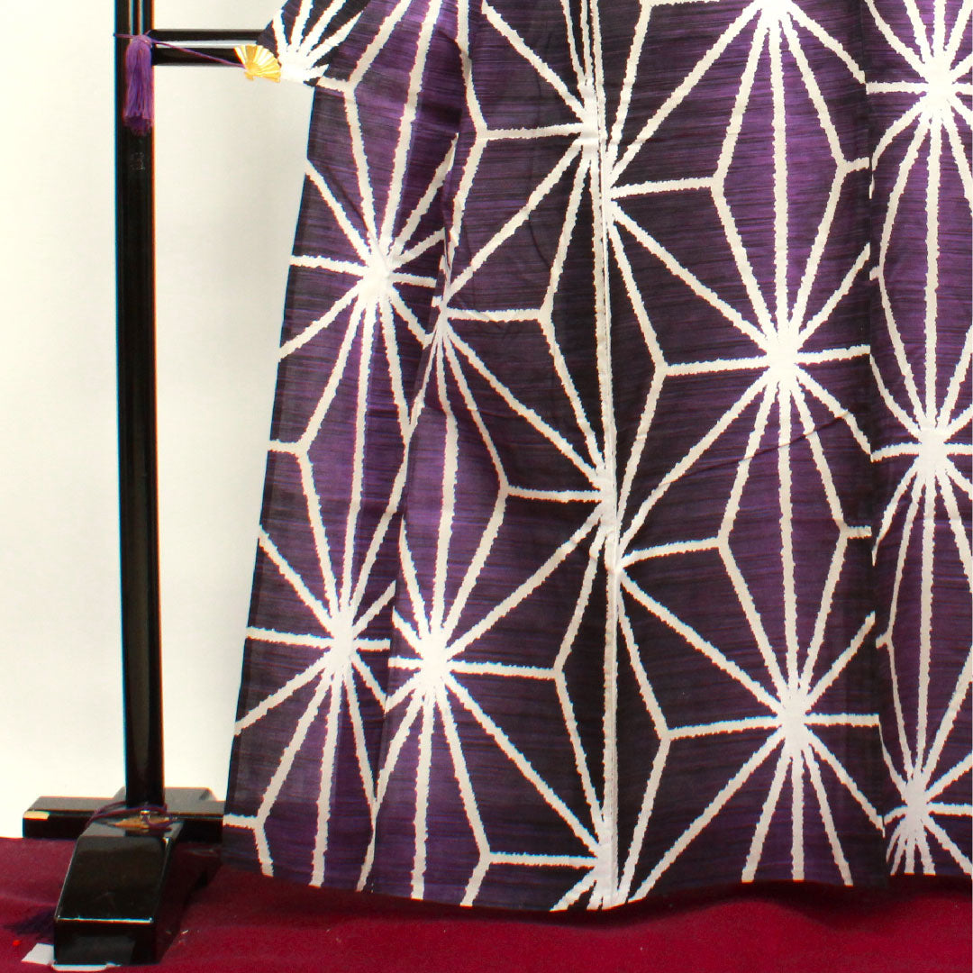 Yukata Asanoha Cotton S Rank Single Layer Length 162.5cm Sleeve Length 69.5cm Purple 1118003942420