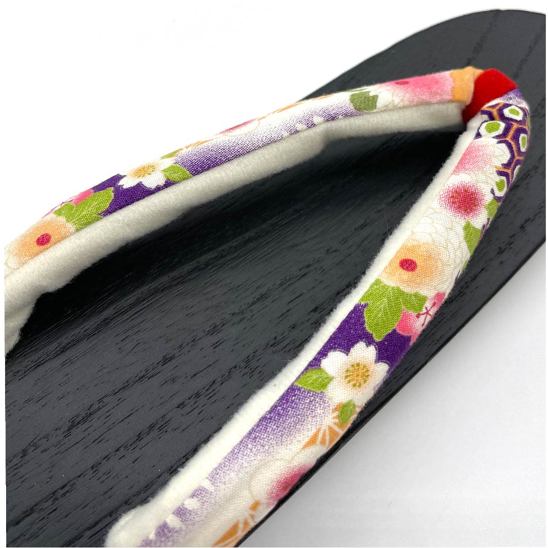 （新品未使用品）下駄 菊 桜 梅 麻の葉 亀甲 XLサイズ 黒系 NEWランク 1122001161510