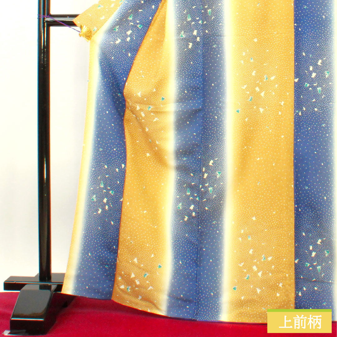 Small pattern, polyester, length 168cm, sleeve length 66.5cm, lined, ochre, indigo, abstract pattern, washable, S rank, gradation, 1115004422599
