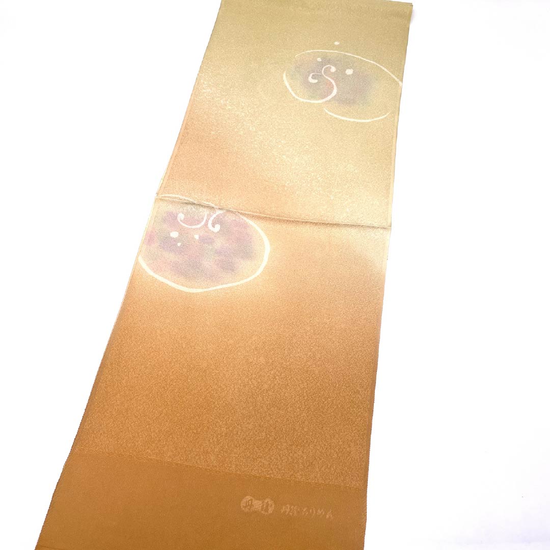 帯揚げ 正絹 Sランク セミフォーマル 薄卵色（うすたまごいろ） 大和柿色（やまとがきいろ） 丹後ちりめん ぼかし 長さ約180cm 幅約29.5cm グラデーション系 1136004362999
