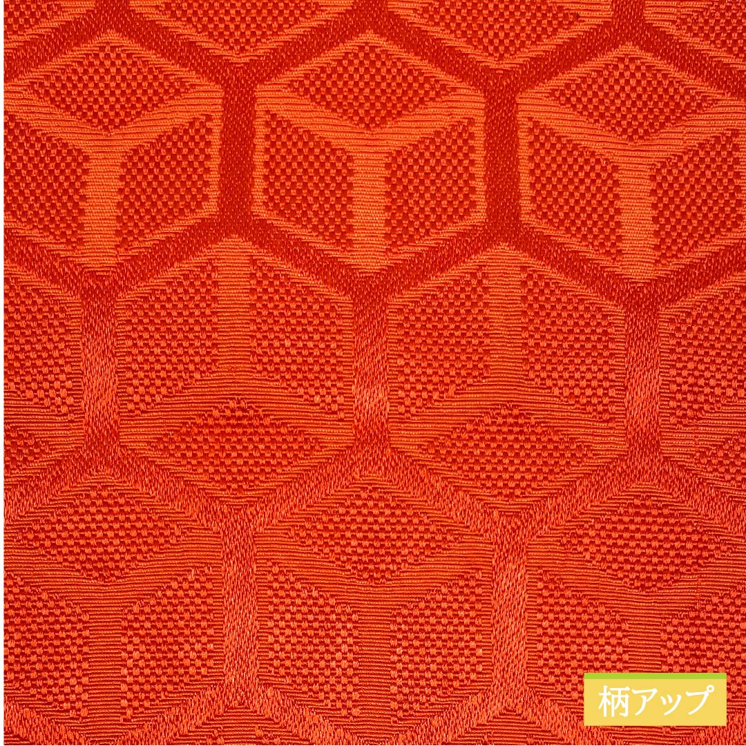 [Unsewn] Reversible obi, polyester, S rank, scarlet, tortoiseshell with triple diamonds, classic pattern, geometric pattern. Obi length 346cm. Red family. 1125001012312