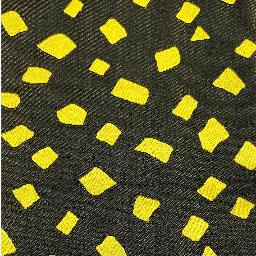 Half-width obi, polyester, turquoise, geometric pattern, obi length 348cm, yellow, S rank, 1125001732323