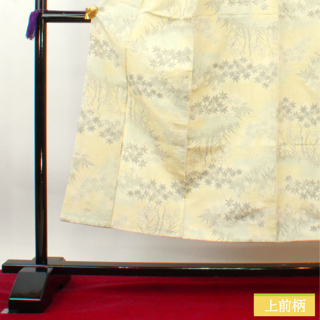 紬 正絹 身丈150cm 裄丈63cm 抽象模様 しつけ糸付き 未使用品 Sランク 袷 クリーム系 1116003412115