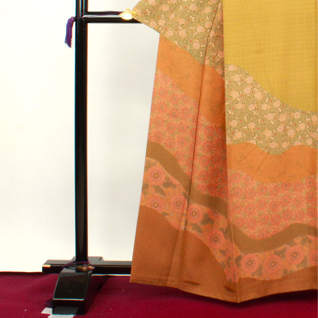 小紋 身丈164.5cm 裄丈65.5cm 袷  人間国宝 中村勇二郎 江戸小紋 草花模様  正絹 Sランク グラデ 1115002882499