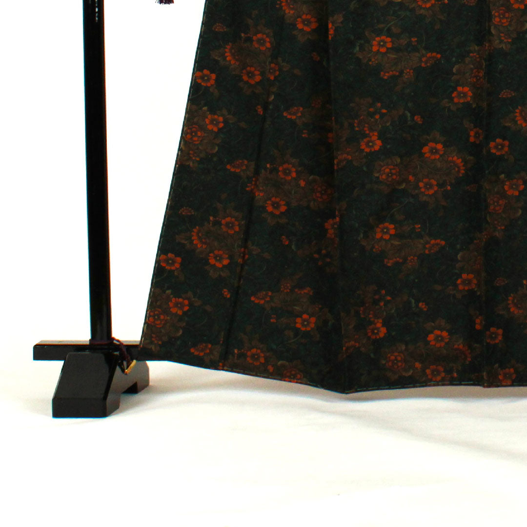 Komon, Length 164.5cm, Sleeve length 65cm, Awase, Hand-woven pongee, Flower pattern, Pure silk, S rank, Green, 1115000562419