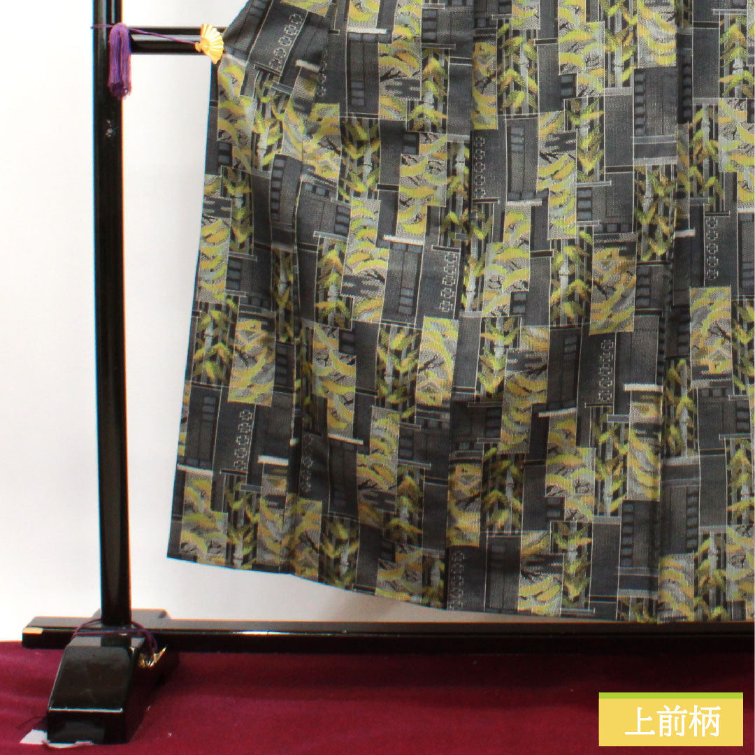 Murayama Oshima, pure silk, length 156cm, sleeve length 62cm, abstract pattern, S rank, single layer, black, 1116003142310