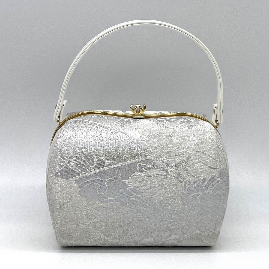 (Like New) Formal Zori and Bag Set, New Condition, Floral Pattern, Memory Foam Zori with La Sole, Obi Fabric, Size L, Silver, Item Number: 1133000401422