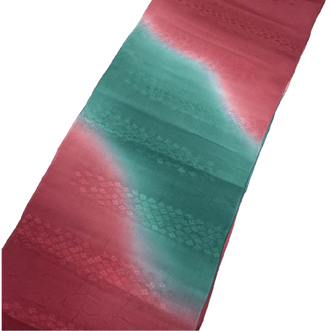 Obiage, pure silk, semi-formal, deep purple, deep indigo, floral pattern, length 180cm, width 30cm, S rank, red, 1136000582912