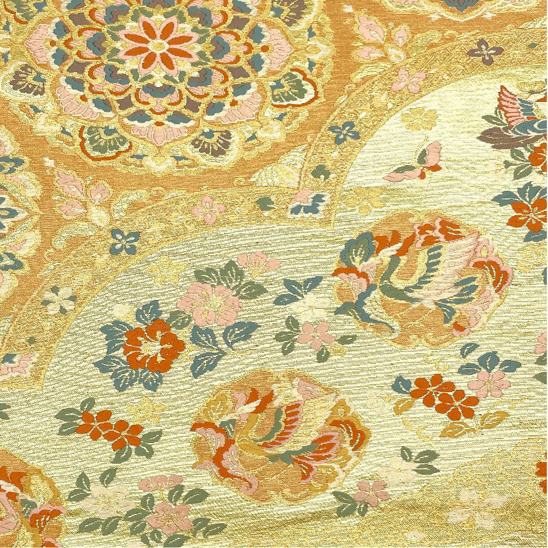 【未仕立】袋帯 正絹 NEWランク 吉祥文様 鳥 留袖用   帯丈432cm 六通 フォーマル 金系 1123002441321
