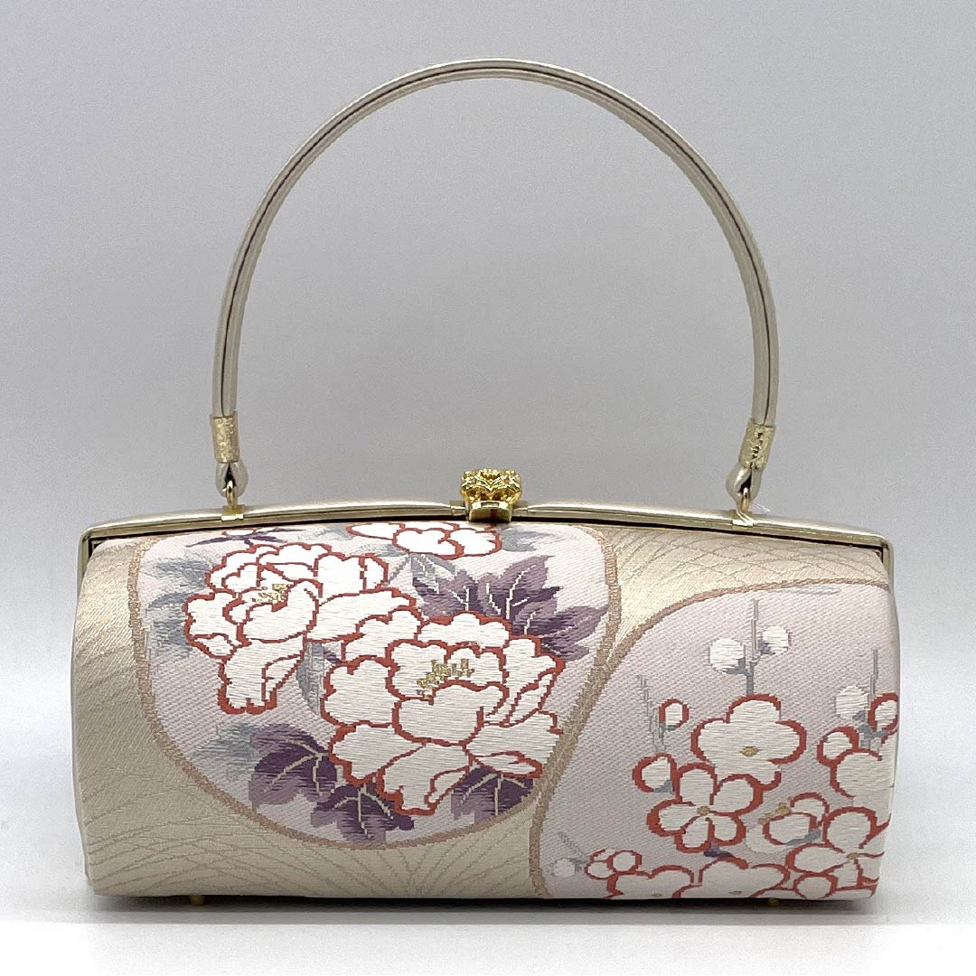 (Like New) Formal Zori and Bag Set, Grade A, Floral Obi Fabric, Gold, Size M, 1133000443321