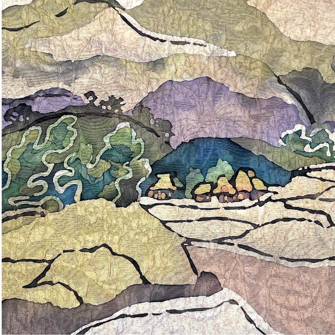 Fukuro Obi (light cherry blossom color) Landscape painting Dyed obi Length 440.5cm Pure silk B rank Six-pass Casual Pink 1123005554313
