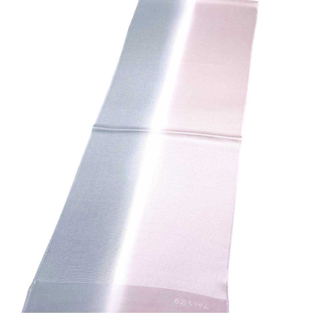 (New Old Stock) Obiage Silk NEW Rank Semi-Formal Shiraume-iro (white plum color) Usu-nezumi-iro (light gray) Tango Chirimen Bi-color Length approx. 184cm Width approx. 31cm Pink-based 1136003381913
