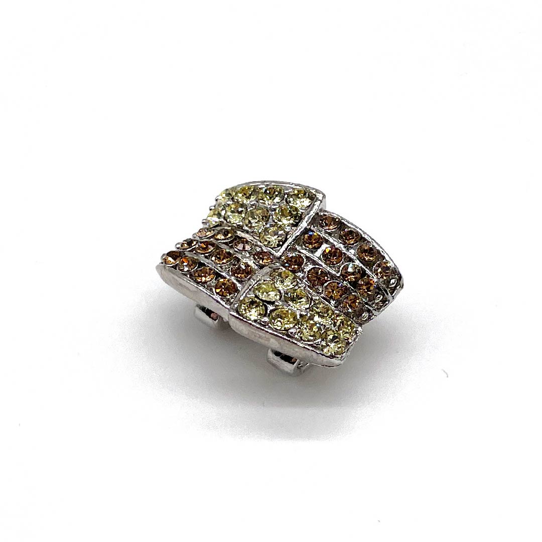 (New old stock) Obi clasp, glass, casual, Swarovski, square, length approx. 2cm, width approx. 2.5cm, S rank, yellow, 1137001042923