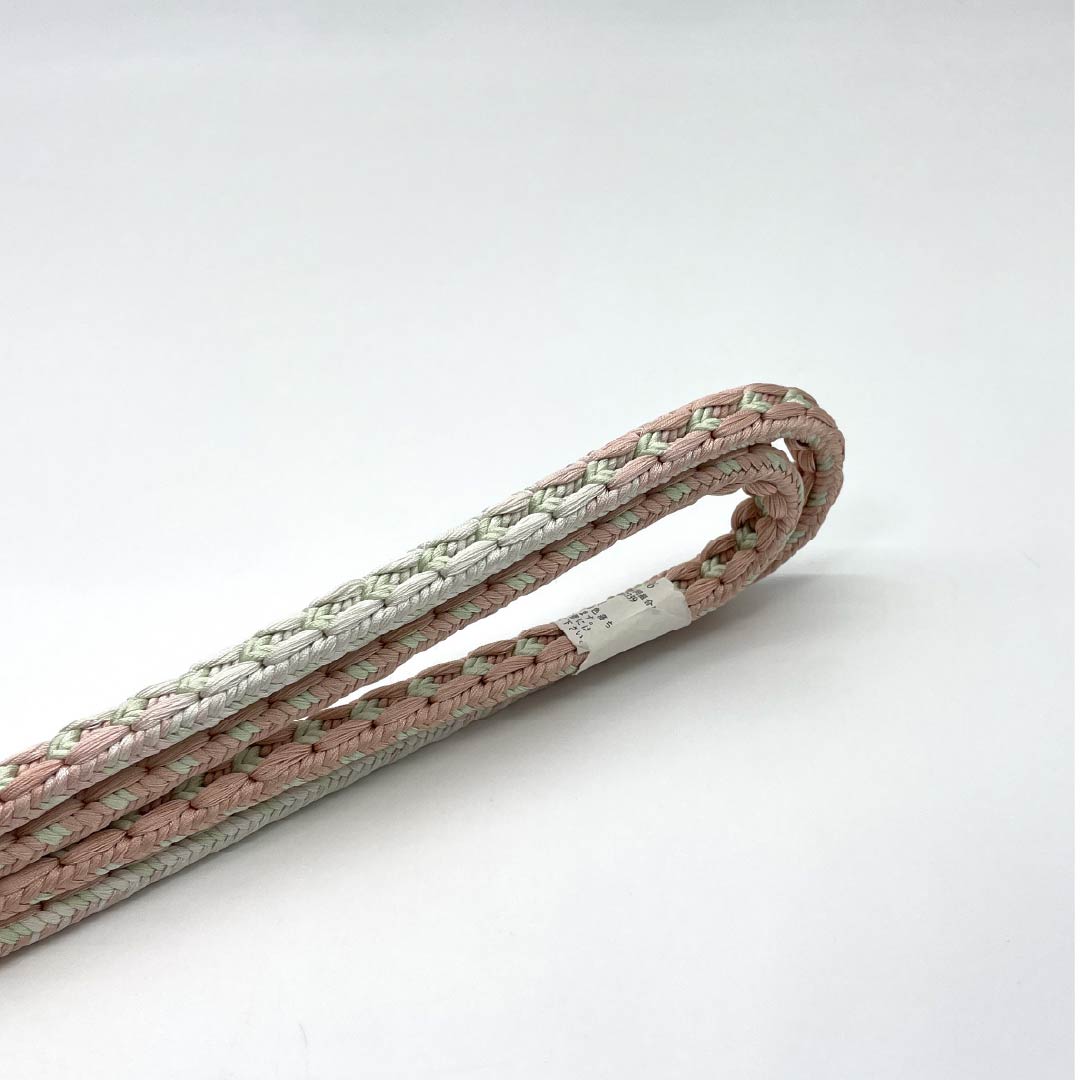 (New) Silk Obi-jime NEW Rank - Shinonome-iro (Dawn Red), Usumidori-iro (Light Green) - Approx. 166cm long, approx. 1cm wide, Casual, Pink family 1135005881313