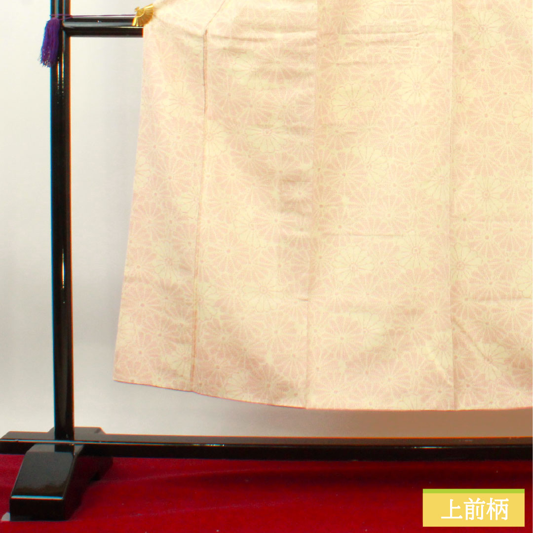 紬 正絹 身丈152.5cm 裄丈62cm  菊 しつけ糸付き 未使用品 Sランク 袷 クリーム系 1116003442215