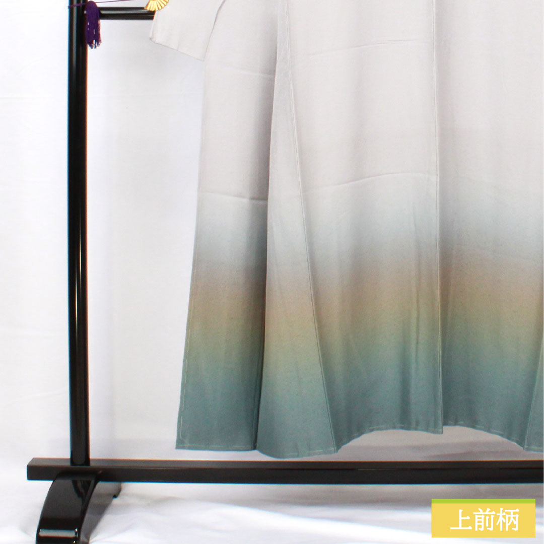 Plain color, pure silk, length 148cm, sleeve length 62.5cm, snow color, blurred pattern, basting thread included, pearl tone finish, lined, A rank, gray 1114001693122