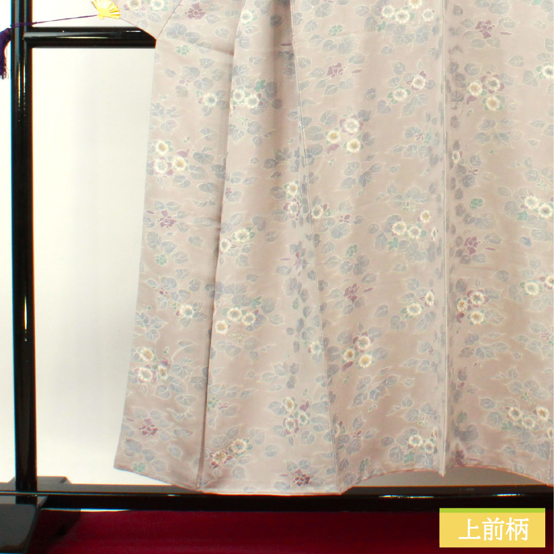 Komon, pure silk, length 154cm, sleeve length 64.5cm, lined, Komachi gray, floral pattern, basting thread included, unused, S rank, gray, 1115004332222