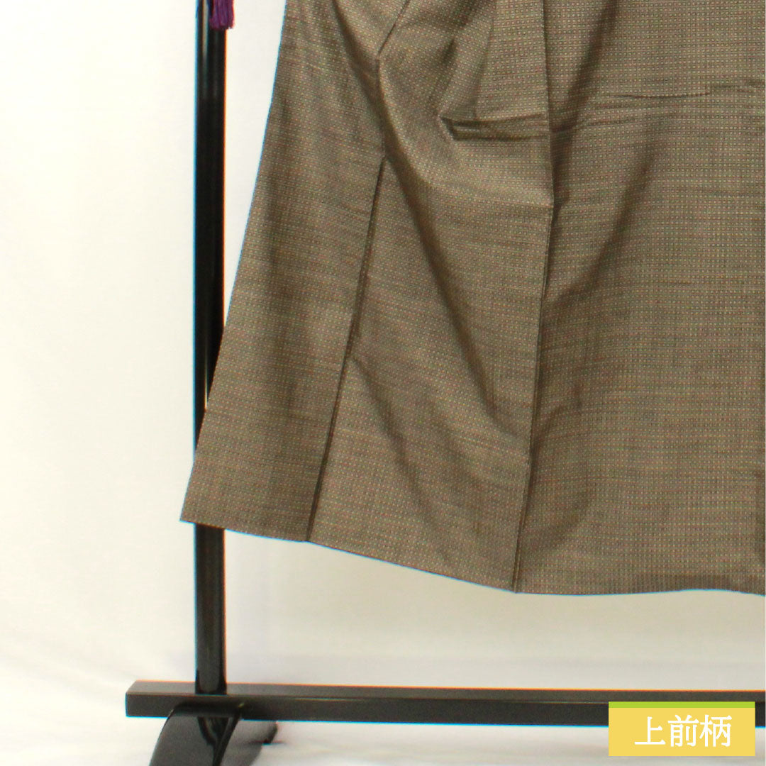 Men's A-Rank Silk Kimono, Length 144.5cm, Sleeve Length 67cm, Oshima Tsumugi Pongee with Varied Kokasuri Pattern, Mud-Dyed, Brown, Lined, Product Number: 1119001843414