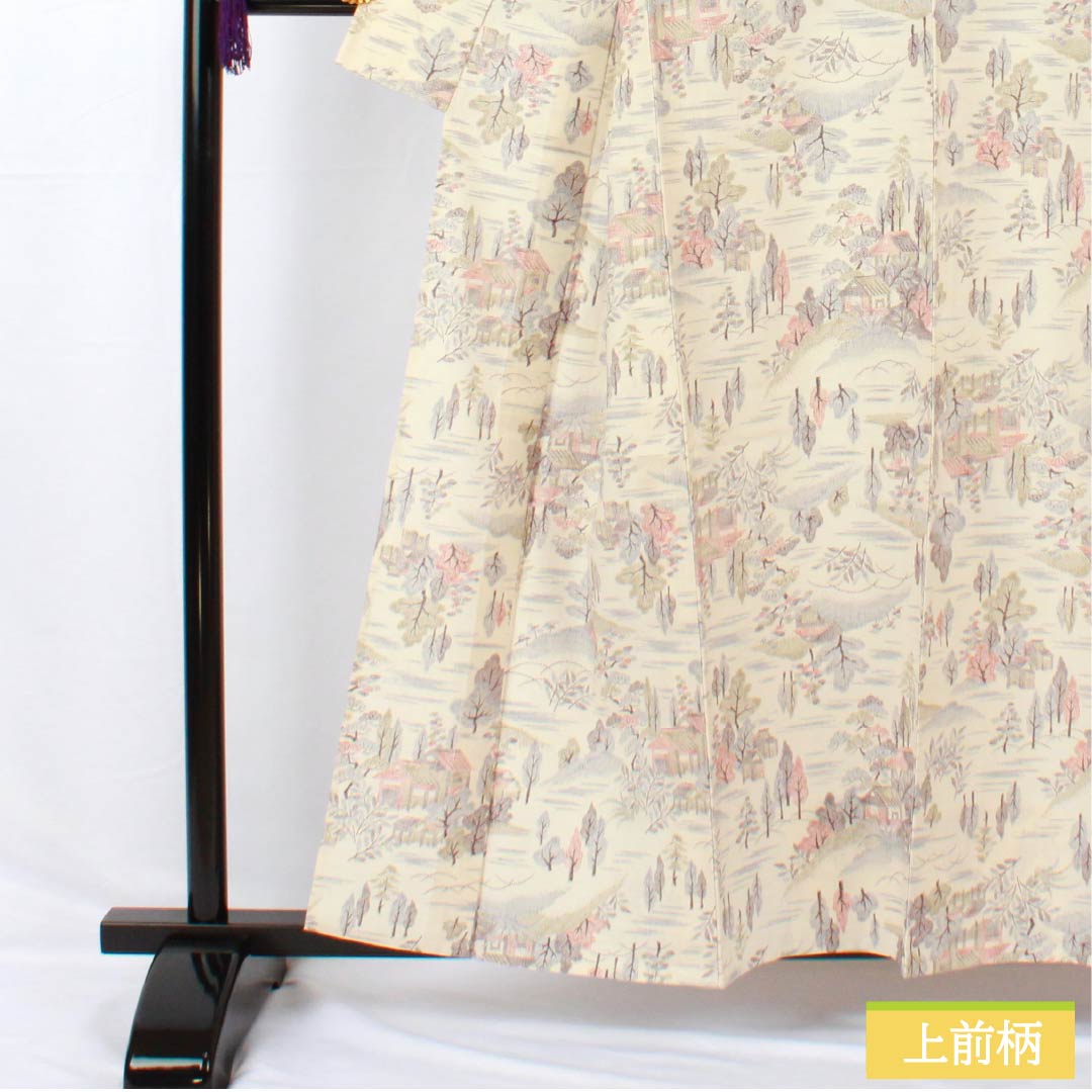 Komon, pure silk, length 157.5cm, sleeve length 64cm, single layer, off-white, Chayatsuji, S rank, white, 1115005292311