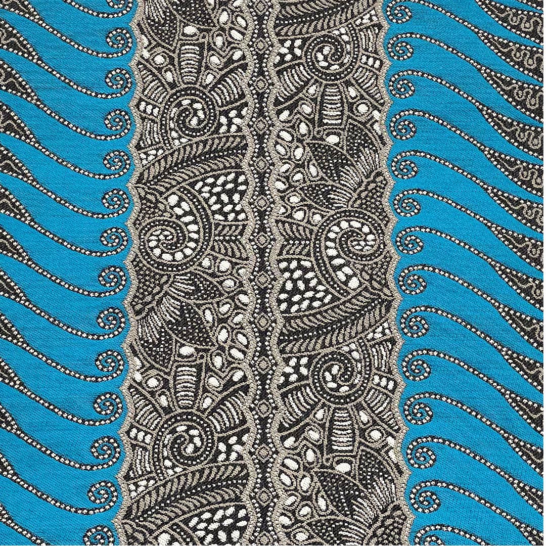 Nagoya obi, vibrant colors, geometric pattern, paisley pattern, obi length 375.5cm, pure silk, S rank, full length, casual, blue, 1124005152317, open style