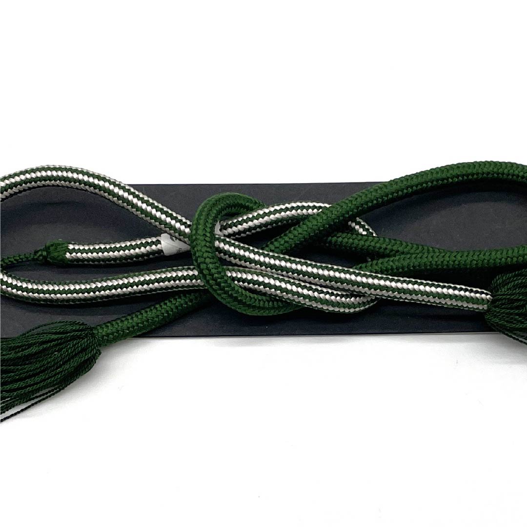 Haori cord, pure silk, new rank, casual, velvet-colored, twisted tassels, moro rope knot, bow knot, round braid, green, 1121000131919