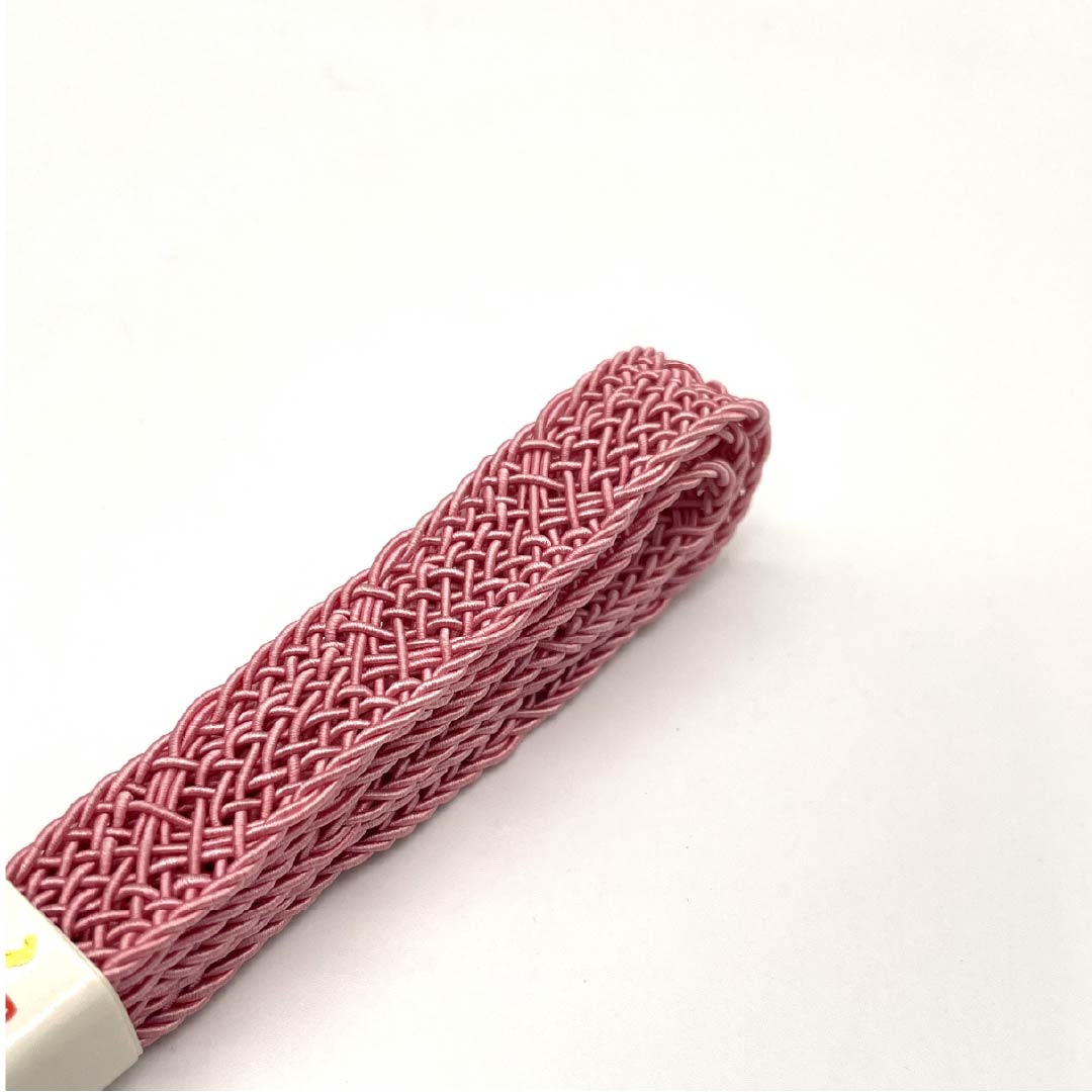 （新古品） 帯締め 正絹 四分紐 中紅花色（なかのくれないいろ） 夏用 無地 長さ約157cm 幅約1.5cm カジュアル NEWランク ピンク系 1135003291313