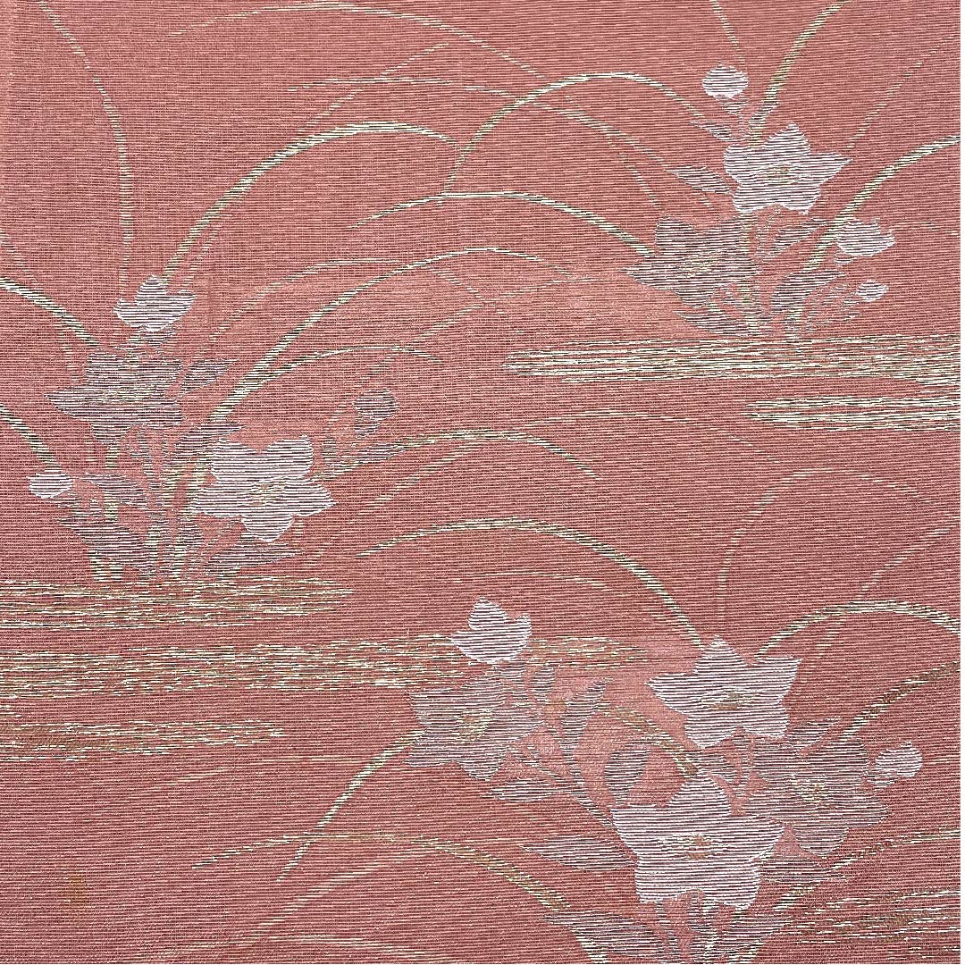 袋帯 浅蘇芳色（あさきすおういろ） 夏帯 桔梗 露芝 夏物 帯丈432cm 正絹 Aランク 六通 フォーマル ピンク系 1123007663313