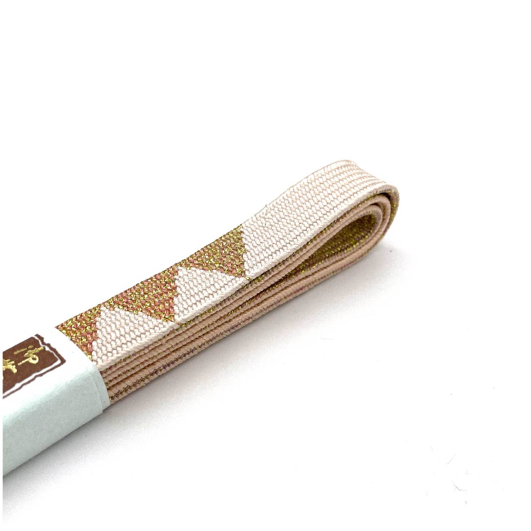 （新古品） 帯締め 正絹 四分紐 薄肉色（うすにくいろ） 手組紐 鱗 金属糸使用 長さ約162cm 幅約1.5cm セミフォーマル Sランク ベージュ系 1135002852325