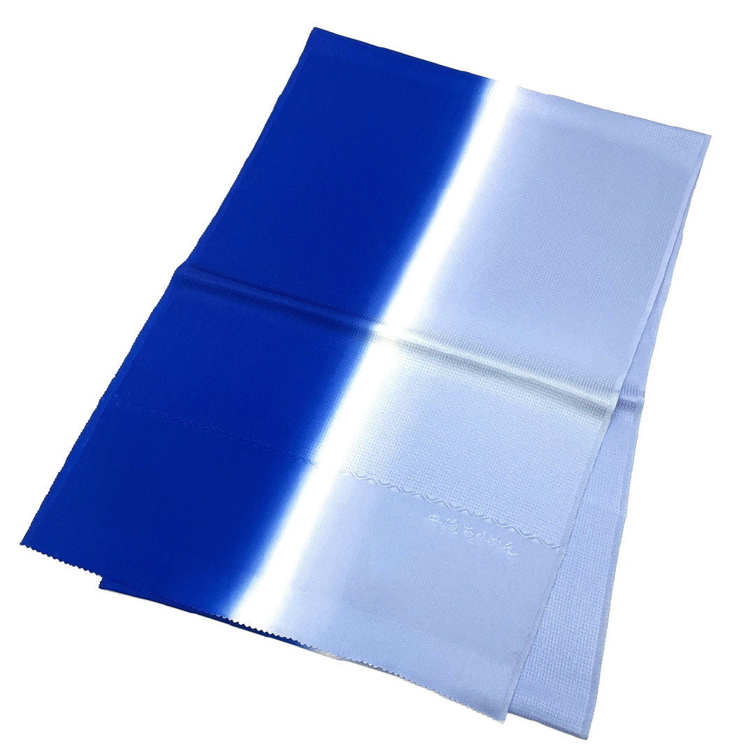 (Like new) Obiage (sash) made of pure silk, grade B, casual style, in deep bellflower and light indigo, made from Tango crepe, approximately 186cm long and 32cm wide, blue-based. Product code: 1136001074917