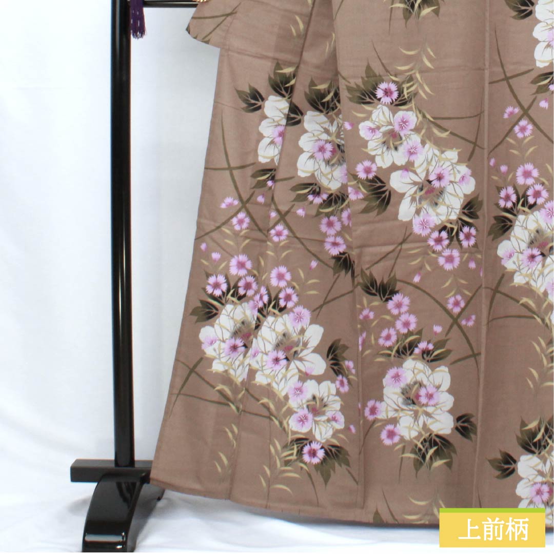 Cotton Yukata, Length 163.5cm, Sleeve Length 65.5cm, S Rank, Single Layer, Beige, Brownish Gray, Pink, 1118006202425