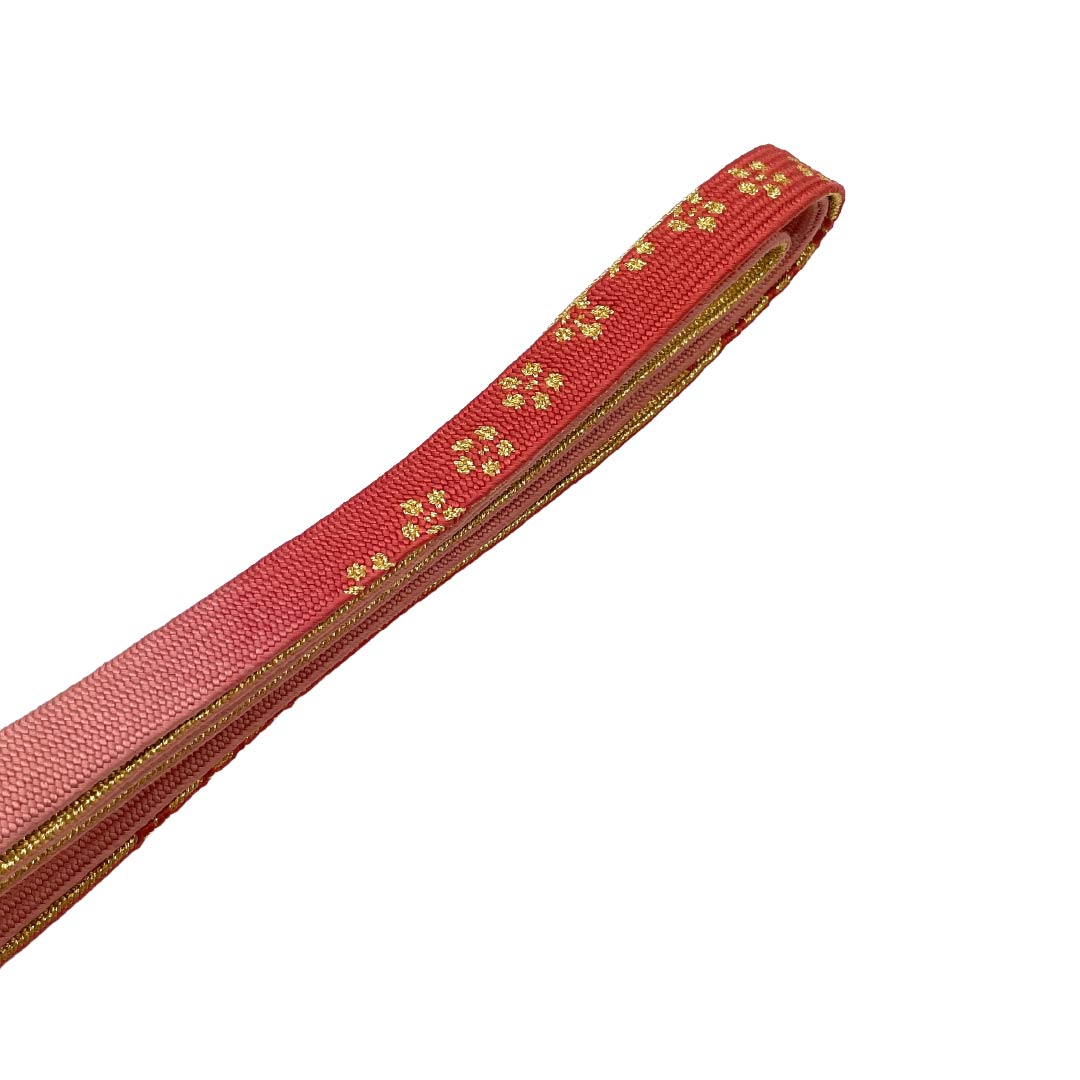 帯締め 正絹 Sランク 紅梅色（こうばいいろ） 平組 桜 長さ約159cm 幅約1.5cm フォーマル ピンク系 1135006312313