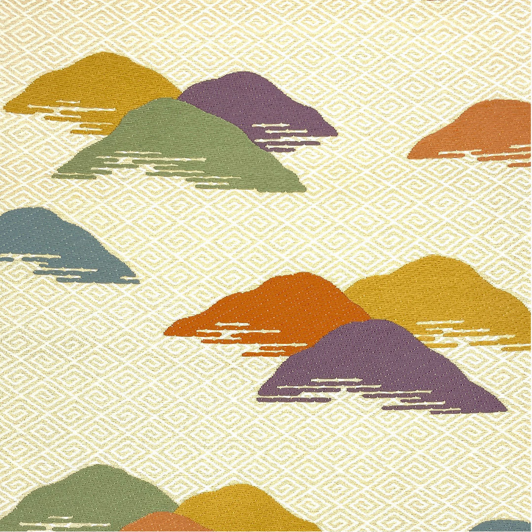 Nagoya obi, Living National Treasure Kitagawa Heiro, Honkaraori, Toyama pattern, obi length 369cm, pure silk, B rank, six-pass, casual, cream color, 1124001314315, open tailoring