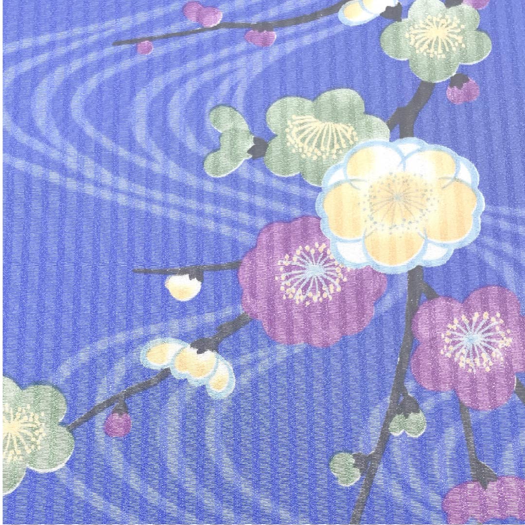 反物 小紋 正絹 紺藤色（こんふじいろ） 琳派 流水梅図 古典柄 NEWランク 青系 1130001131917