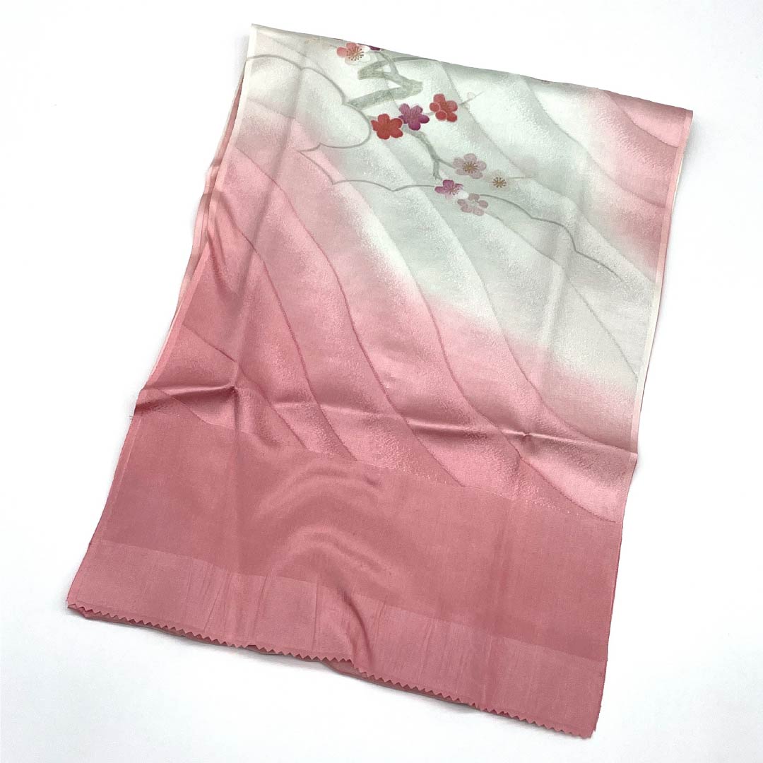 （新古品） 帯締め・帯揚げセット 正絹 NEWランク 浅紅色（あさべにいろ） 青白磁色（せいはくじいろ） 花柄 東雲色（しののめいろ） 長さ約167cm 幅約1.7cm フォーマル ピンク系 1141000251313