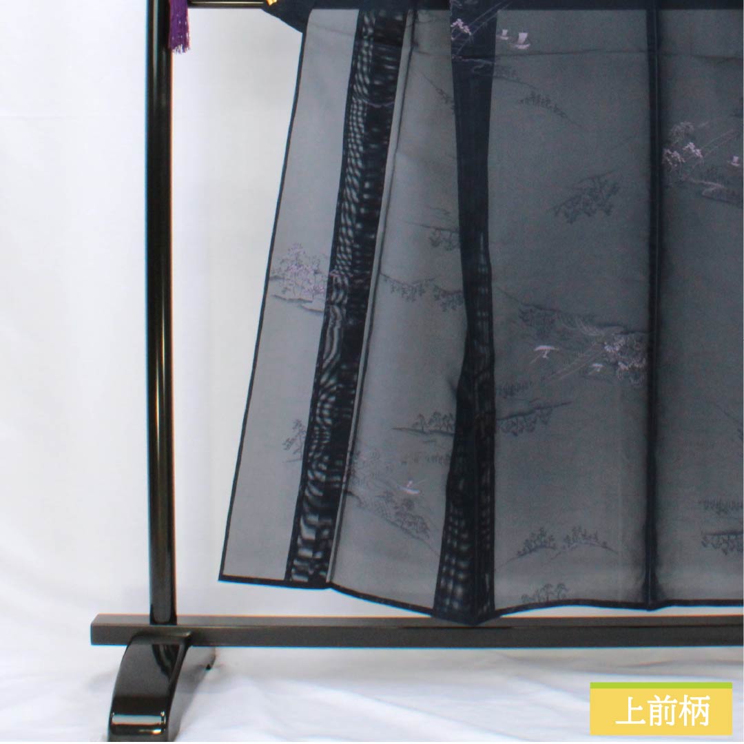 Summer kimono, polyester, small pattern, length 153.5cm, sleeve length 61.5cm, landscape pattern, washable, gauze, rank A, navy blue, 1132002363218