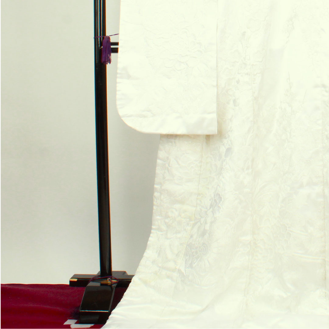 Shiromuku (White Kimono) Length 197cm Embroidery Flower Cart Flower Pattern Polyester B Rank Awase White 1110000524911